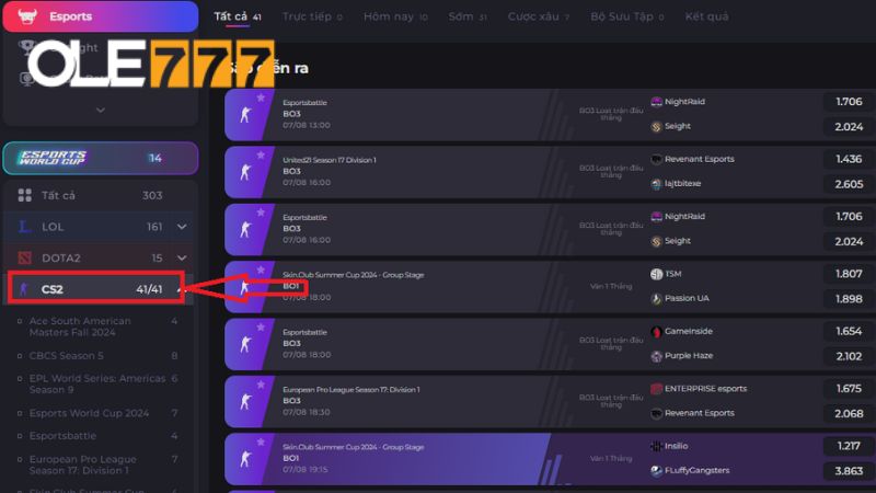 Bạn chọn bộ môn CS2 để tham gia cá cược