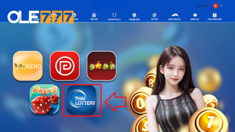 Người chơi chọn biểu tượng Thai Lottery để bắt đầu